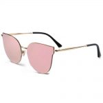 Women Metal Sunglasses Fashion Gold Frame Pink Mirror Lens
