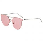 Women Metal Sunglasses Glamour Silver Frame Pink Clear Lens