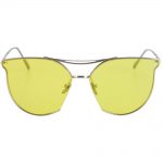 Women Metal Sunglasses Glamour Silver Frame Yellow Clear Lens