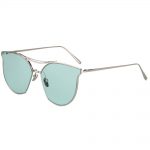Women Metal Sunglasses Glamour Silver Frame Green Clear Lens