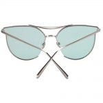 Women Metal Sunglasses Glamour Silver Frame Green Clear Lens