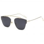 Sunglasses Womens Metal Fashion Gold Frame Dark/Blue Mirror Lens