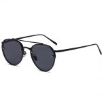 Sunglasses 86025 C1 Women's Metal Fashion Aviator Black Frame Smoke Lens