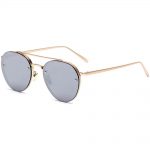 Sunglasses 86025 C1 Women's Metal Fashion Aviator Gold Frame Silver Mirror Lens