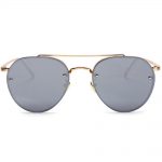 Sunglasses 86025 C1 Women's Metal Fashion Aviator Gold Frame Silver Mirror Lens