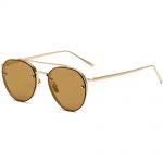 Sunglasses 86025 C3 Women's Metal Fashion Aviator Gold Frame Brown Mirror Lens