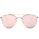 Sunglasses 86025 C4 Women's Metal Fashion Aviator Gold Frame Pink Mirror Lens