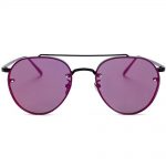 Sunglasses 86025 C5 Women's Metal Fashion Aviator Black Frame Purple Mirror Lens