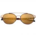 Sunglasses 86026 C3 Women's Metal Fashion Gold/Leopard Frame Brown Mirror Lens