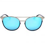 Sunglasses 86026 C4 Women's Metal Fashion Silver Frame Blue Mirror Lens