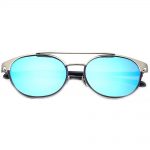 Sunglasses 86026 C4 Women's Metal Fashion Silver Frame Blue Mirror Lens