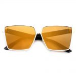 Sunglasses 86029 C1 Women's Metal Fashion Black/Gold Frame Silver Mirror Lens