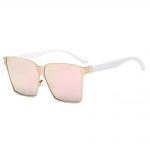 Sunglasses 86029 C1 Women's Metal Fashion White/Gold Frame Pink Mirror Lens