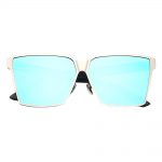Sunglasses 86029 C1 Women's Metal Fashion Black/Silver Frame Blue Mirror Lens