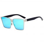 Sunglasses 86029 C1 Women's Metal Fashion Black/Silver Frame Blue Mirror Lens