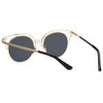 Women Metal Sunglasses Round Fashion Gold Frame Smoke Lens