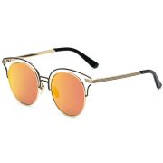 Women Metal Sunglasses Round Fashion Gold Frame Red Mirror Lens