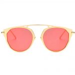 Sunglasses 86046 C2 Women's Metal Round Fashion Gold Frame Purple Mirror Lens