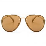 Sunglasses 86021 C3 Women's Metal Fashion Gold Frame Brown Mirror Lens