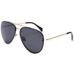Sunglasses 86021 C1 Women's Metal Fashion Black/Gold Frame Smoke Lens