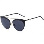 Sunglasses 86017 C1 Women's Metal Cat Eye Black/Gold Frame Dark/Blue Lens