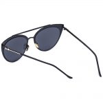 Sunglasses Womens Metal Cat Silver Frame Gold/Black Dark Blue Lens