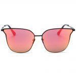 Women Metal Sunglasses Fashion Black Frame Pink/Red Mirror Lens