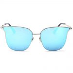 Women Metal Sunglasses Fashion Silver Frame Blue Mirror Lens