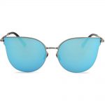 Women Metal Sunglasses Fashion Silver Frame Blue Mirror Lens