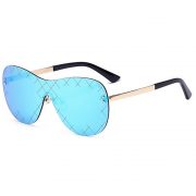 Women Metal Sunglasses Fashion Gold Frame Blue Mirror Lens 86012