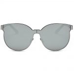 Sunglasses 86036 C1 Women's Metal Fashion Black/Silver Frame Silver Mirror Lens