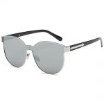 Sunglasses 86036 C1 Women's Metal Fashion Black/Silver Frame Silver Mirror Lens