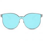 Sunglasses 86036 C6 Women's Metal Fashion Silver/Blue Frame Blue Mirror Lens