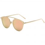 Sunglasses 86046 C4 Women's Metal Round Fashion Gold Frame Fire Mirror Lens