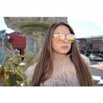 OWL ® Eyewear Sunglasses 86046 C4 Women's Metal Round Fashion Gold Frame Fire Mirror Lens One Pair