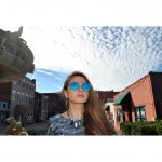 OWL ® Eyewear Sunglasses 86046 C6 Women's Metal Round Fashion Silver Frame Blue Mirror Lens One Pair