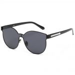 Sunglasses 86036 C1 Women's Metal Fashion Black/Silver Frame Smoke Len