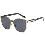 Sunglasses 86036 C5 Women's Metal Fashion Black/Gold Frame Smoke Mirror Lens