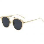 Sunglasses 86046 C1 Women's Metal Fashion Gold Frame Smoke Lens