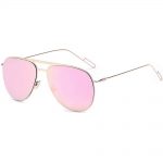 Women Metal Sunglasses Aviator Gold Frame Pink Mirror Lens