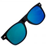 Sunglasses Flat Black Frame Blue-Green Mirror Lens