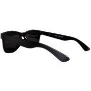 Sunglasses Flat Black Frame Blue-Green Mirror Lens