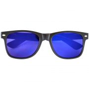 Sunglasses Flat Black Frame Blue Mirror Lens