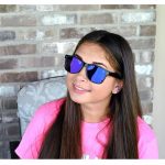 Sunglasses Flat Black Frame Blue Mirror Lens