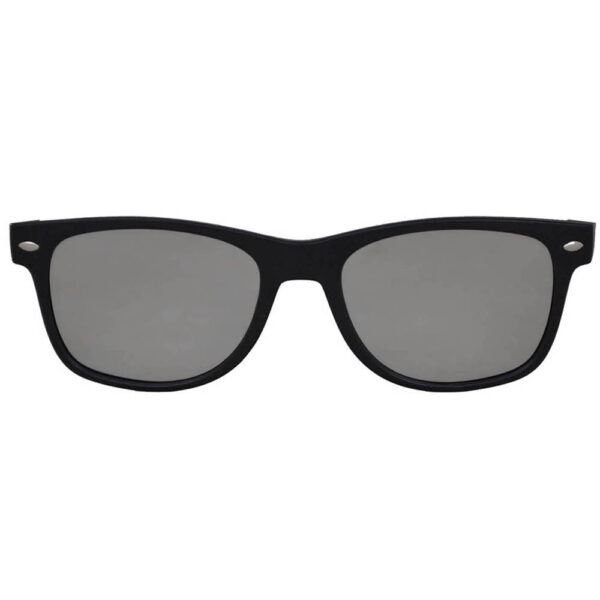 Sunglasses Flat Black Frame Silver Mirror Lens