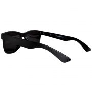 Sunglasses Flat Black Frame Silver Mirror Lens