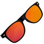 Sunglasses Flat Black Frame Yellow-Red Mirror Lens