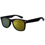 Sunglasses Flat Black Frame Yellow-Red Mirror Lens