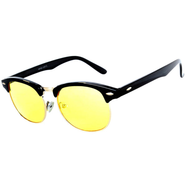 Half Frame Sunglasses Black/Silver Frame Yellow Lens