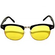 Half Frame Sunglasses Black/Silver Frame Yellow Lens